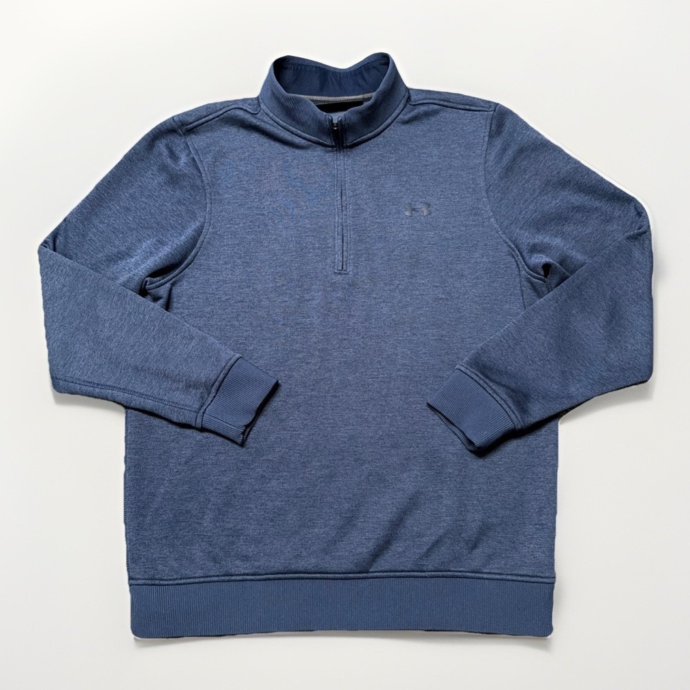 Men's Under‎ Armour ColdGear Sweatshirt Sz. Medium Blue Quarter Zip Fleece